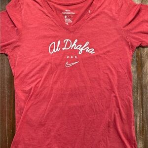 Nike Women’s V-Neck Red Tee with White Logo NWOT